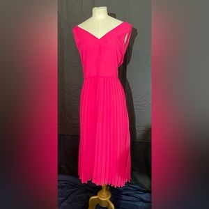 Sam Edelman Women’s Dress 12 Hot Pink Fuschia Off Shoulder Pleated Skirt NWT